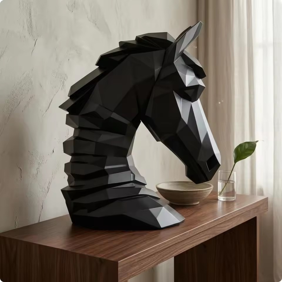 Resin Art Cube - Cube Horse Head Sculpture, Collectible Horse