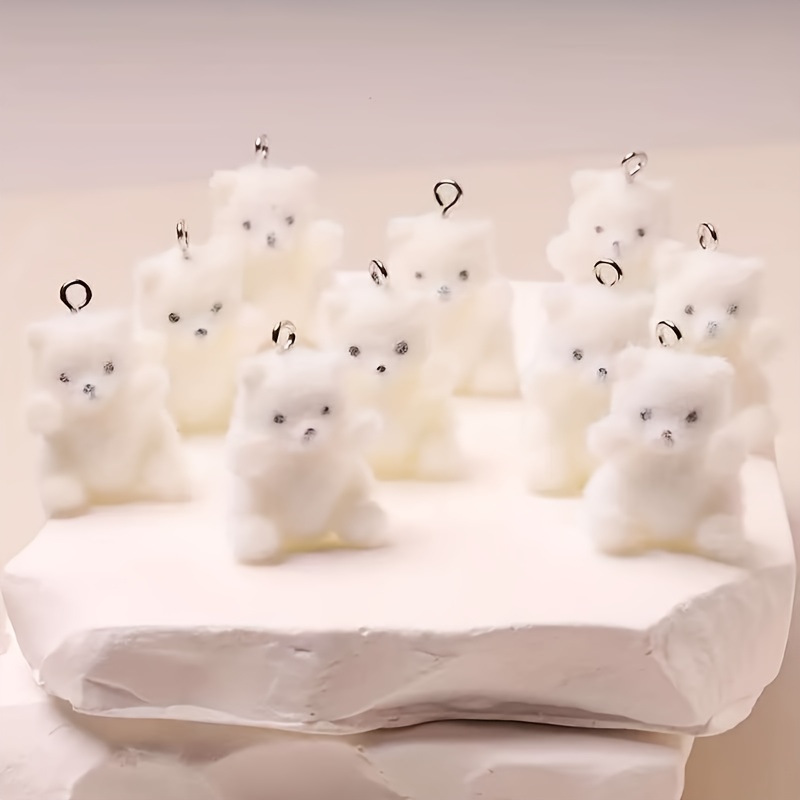 Resin Art And Craft - 6Pcs Polar Bear Resin Charms Christmas