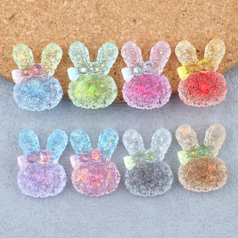 Resin Art And Craft - 5PCS 18*25mm Luminous Gradient Rabbit Resin