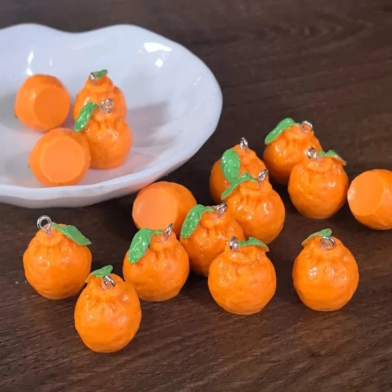 Resin Art Pendant - 10Pcs 3D Simulation Dekopon Mandarin Orange