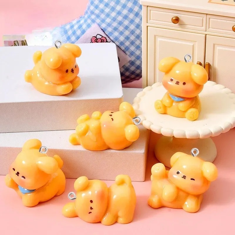 Resin Art Pendant - 10Pcs Cute Cartoon Dog Acrylic Resin
