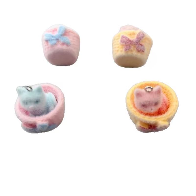 4pcs 3D plush resin cat pendan - Resin Art Pendant 评论和价格
