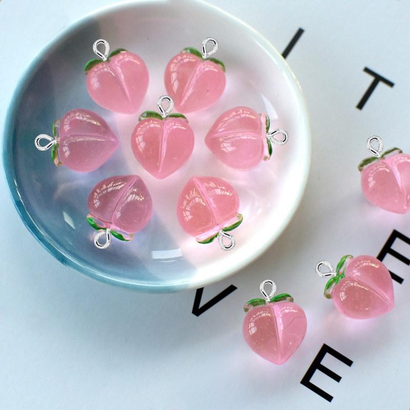 10Pcs New Transparent Peach Fl - Resin Art Pendant 评论和价格