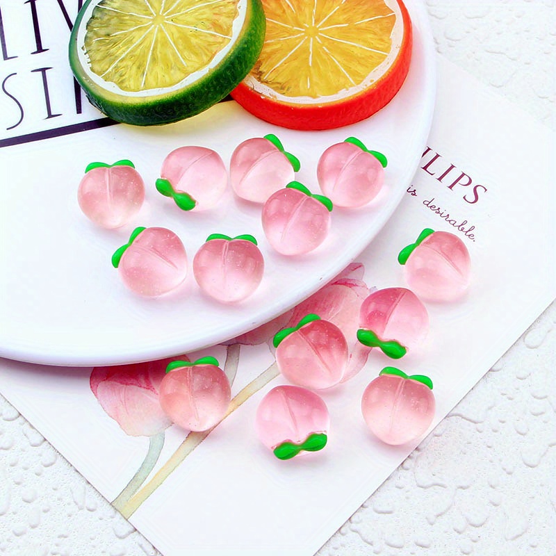 10Pcs New Transparent Peach Fl - Resin Art Pendant 评论和价格