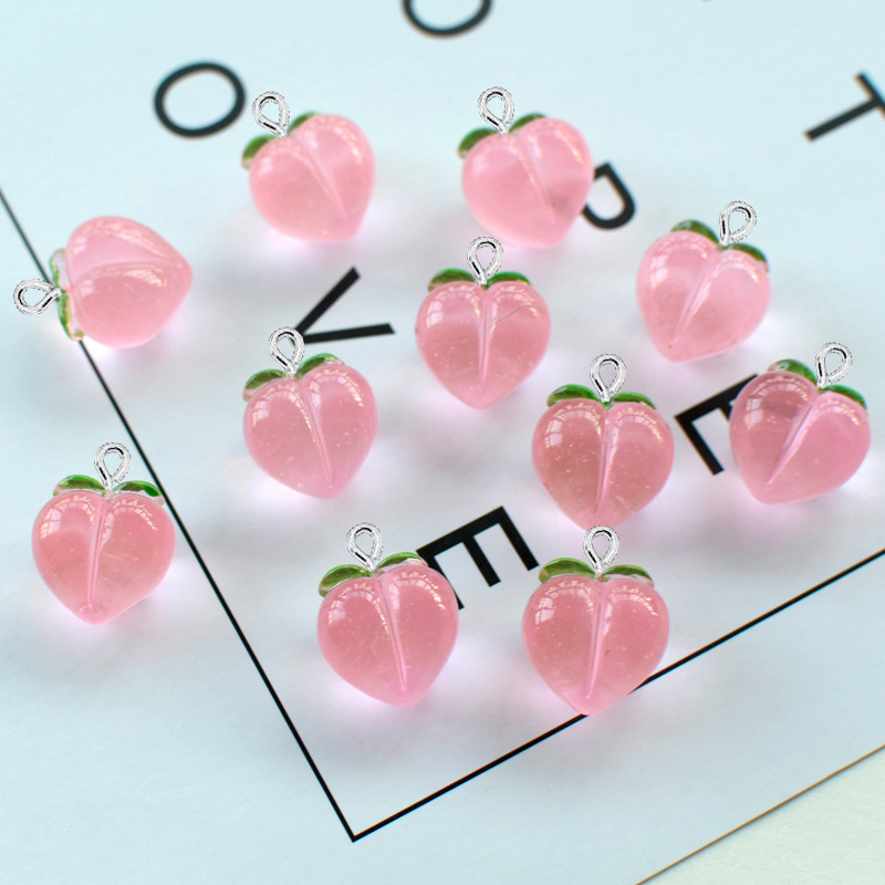 10Pcs New Transparent Peach Fl - Resin Art Pendant 评论和价格