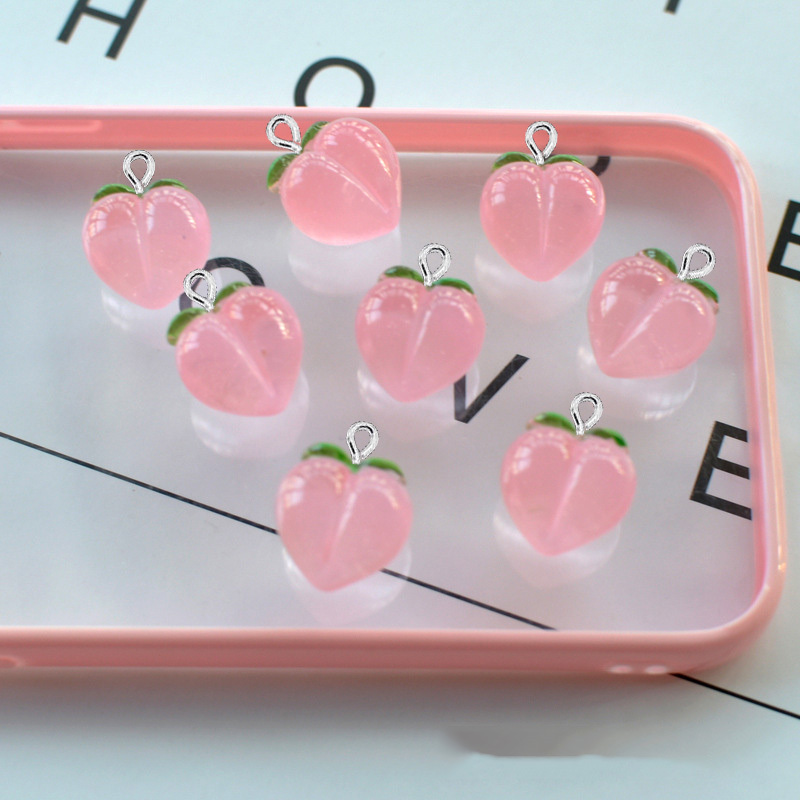 10Pcs New Transparent Peach Fl - Resin Art Pendant 评论和价格