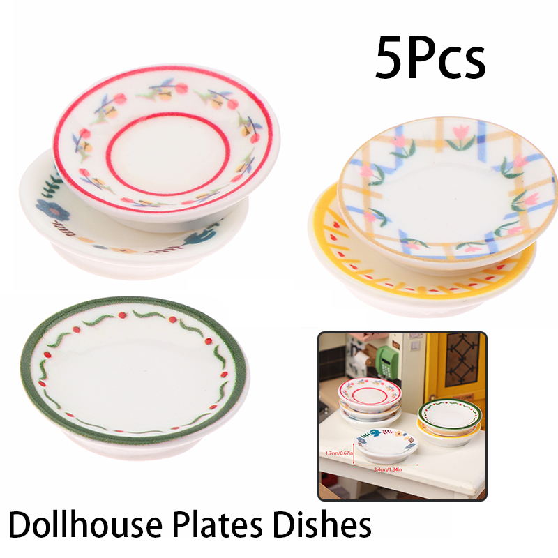 5Pcs 1/12 Dollhouse Mini Plate - Resin Art Toys 评论和价格