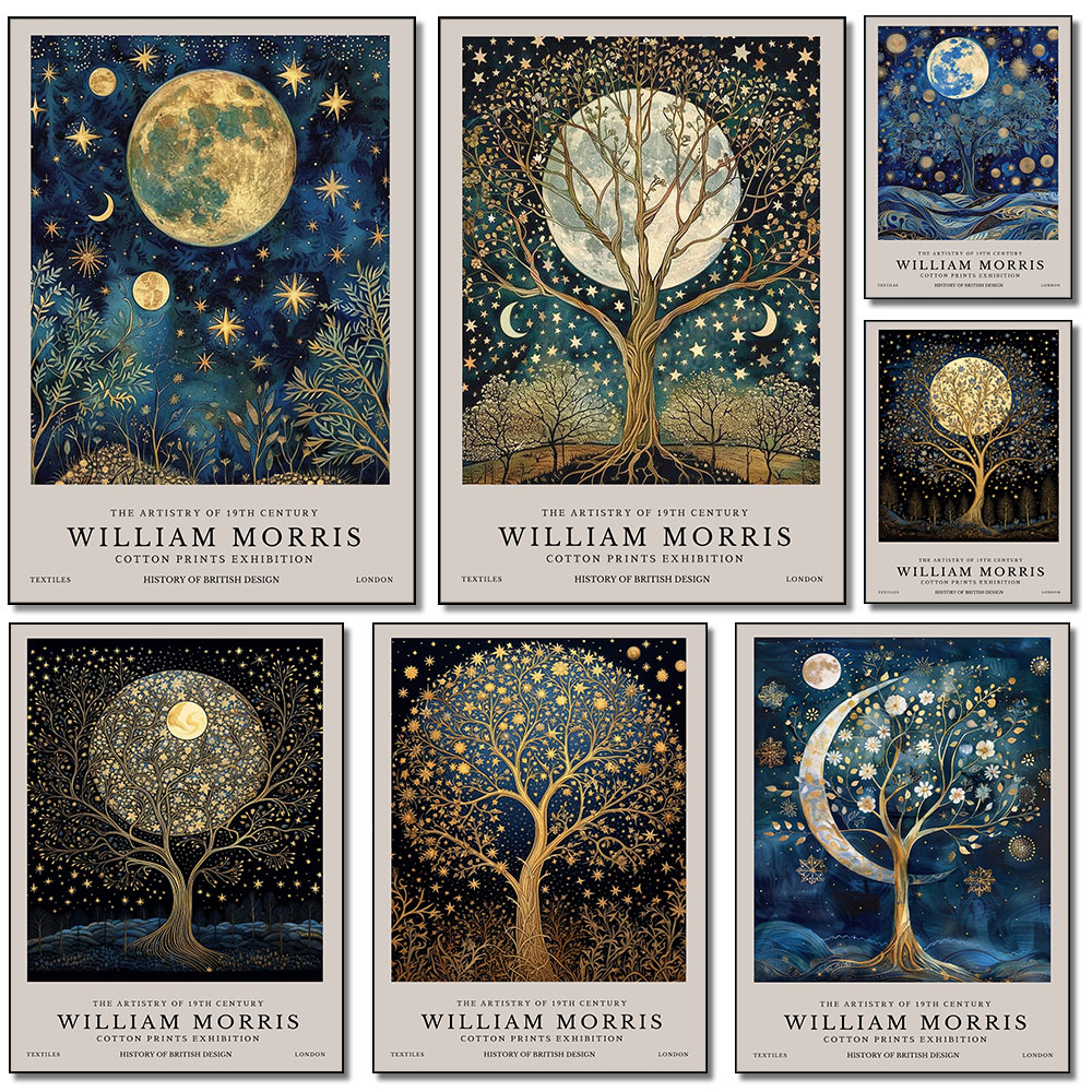 Retro William Morris Moon and  - Resin Art Studio 评论和价格