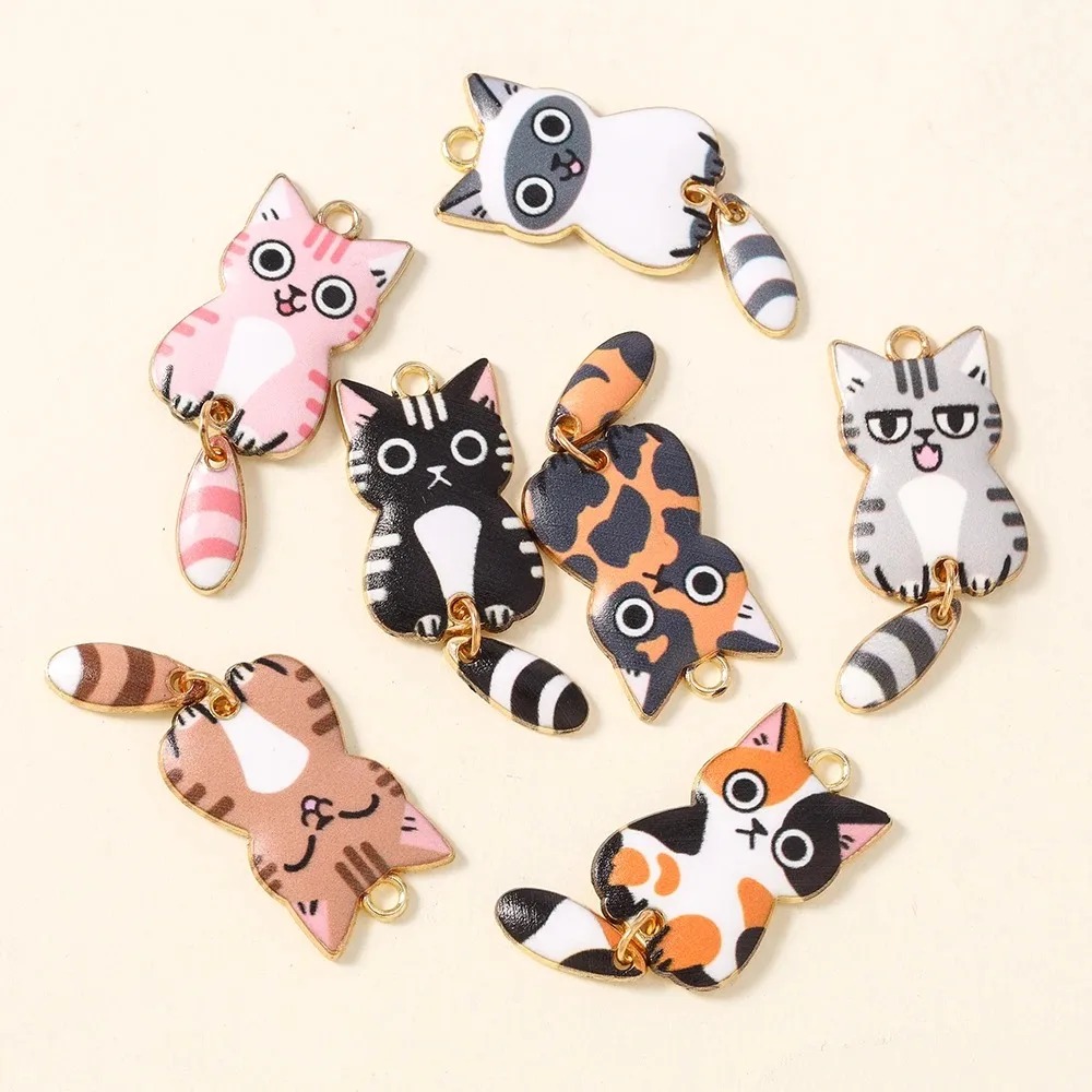 10Pcs 16×39mm Cute Cartoon Cat - Resin Art And Craft 评论和价格