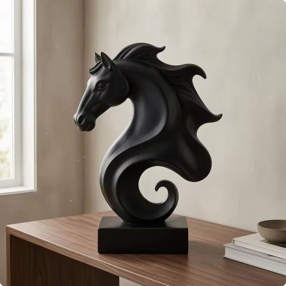 Cube Horse Head Sculpture, Col - Resin Art Cube 评论和价格