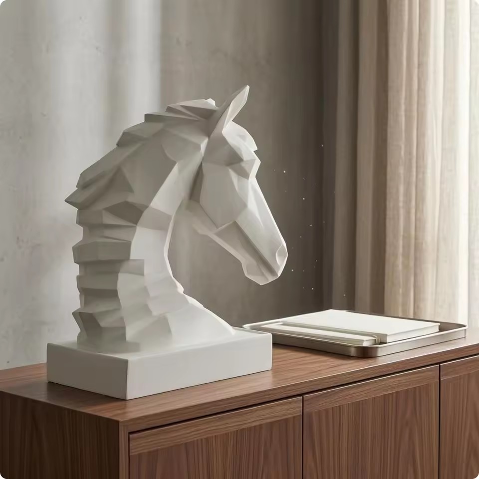Cube Horse Head Sculpture, Col - Resin Art Cube 评论和价格