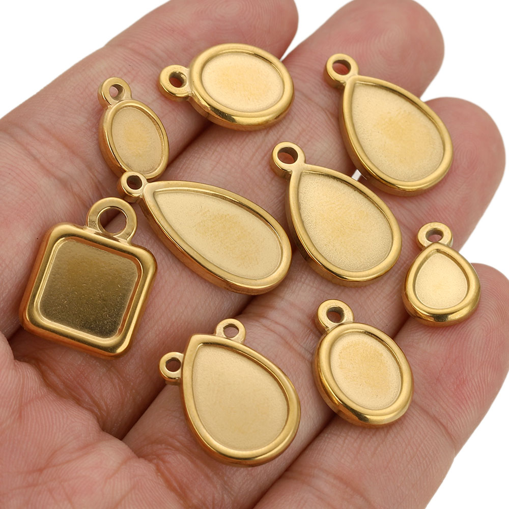 5pcs Stainless Steel Square Dr - Resin Art Pendant 评论和价格