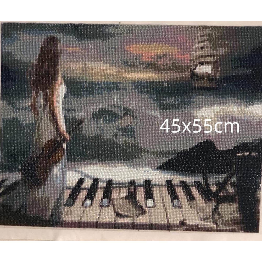 Girl Playing Piano DIY 5D Diam - Resin Art Studio 评论和价格