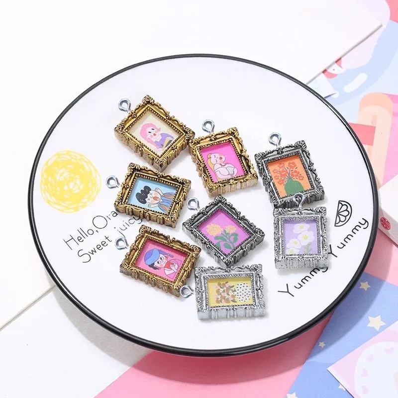 10Pcs Flatback Cabochon Vintag - Resin Art Pendant 评论和价格